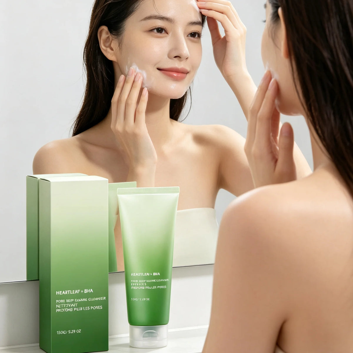 Heartleaf BHA Foaming Facial Cleanser Rich Creamy Foam Gentle Exfoliation Oil Control Unclog Pores Refreshing Daily Skin Care
