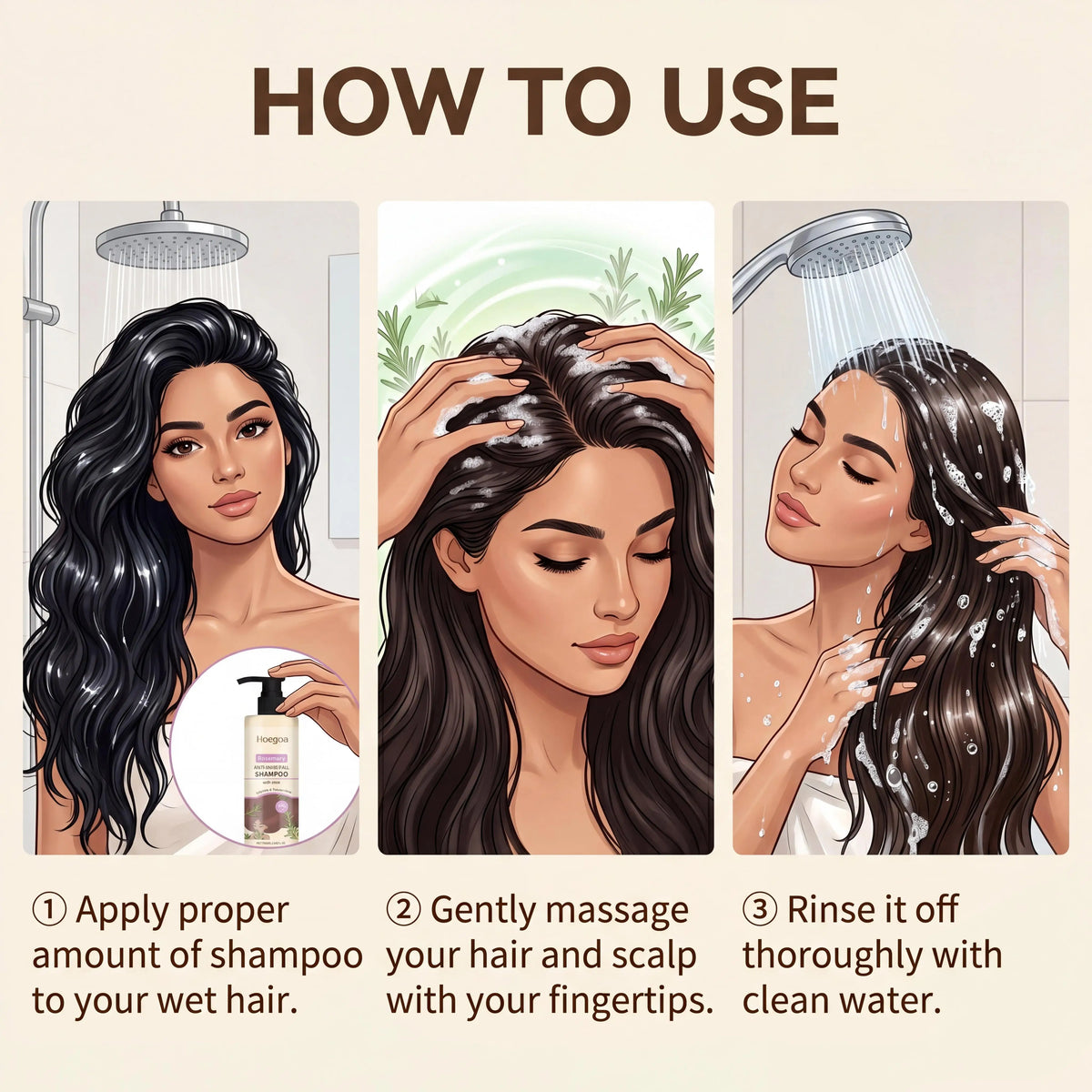 Rosemary Shampoo Coconut Oil Deep Cleansing Nourish Roots Thinning Hair Boost Softness Shine Reduce Shedding Fresh Scalp Care Shampoo