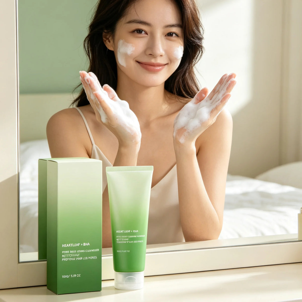 Heartleaf BHA Foaming Facial Cleanser Rich Creamy Foam Gentle Exfoliation Oil Control Unclog Pores Refreshing Daily Skin Care