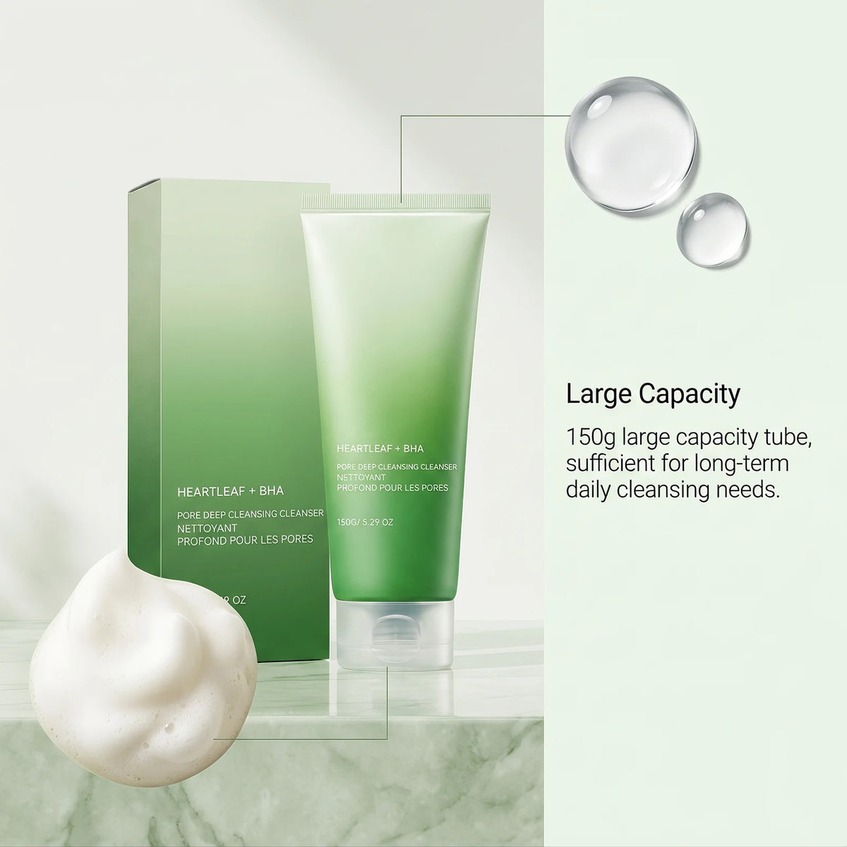 Heartleaf BHA Foaming Facial Cleanser Rich Creamy Foam Gentle Exfoliation Oil Control Unclog Pores Refreshing Daily Skin Care