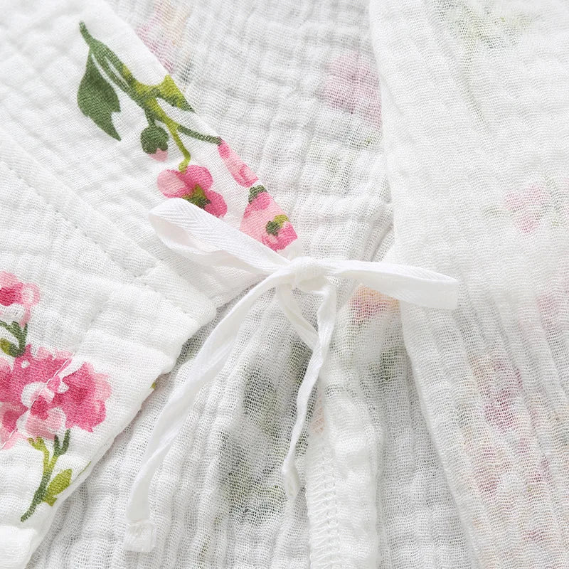 0-18M Summer Baby Girl Boys Clothing Rompers Jumpsuit Short-sleeved Floral Print Cute Soft Newborn Infant Baby Kimono Playwear
