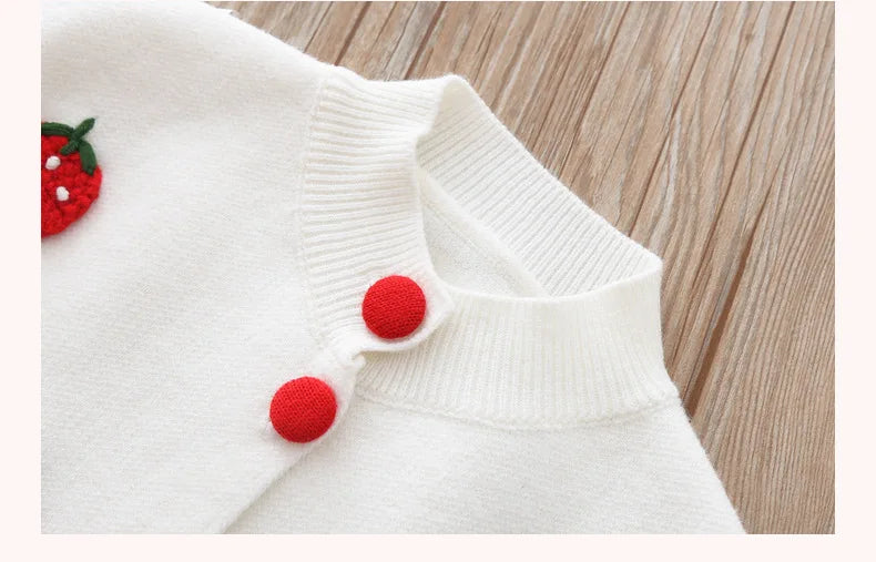 2 3 4 5 6 Years Cute Spring Autumn Girls Clothing Set Cartoon Grape Sweater Coat And Skirt 2Pcs Knitting Suit For Kids