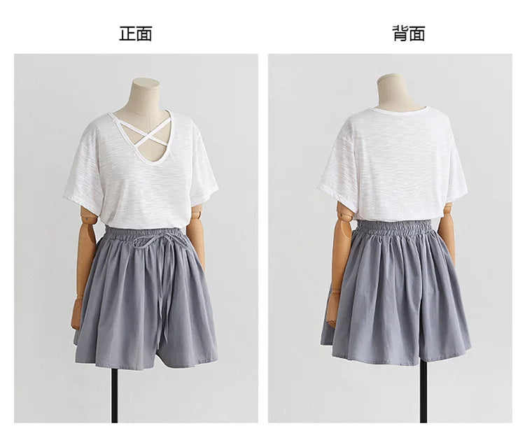 Summer Women Shorts High Waist Loose Chiffon Shorts Female Slacks Female Shorts 8001
