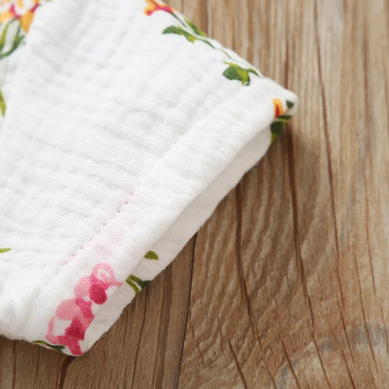 0-18M Summer Baby Girl Boys Clothing Rompers Jumpsuit Short-sleeved Floral Print Cute Soft Newborn Infant Baby Kimono Playwear