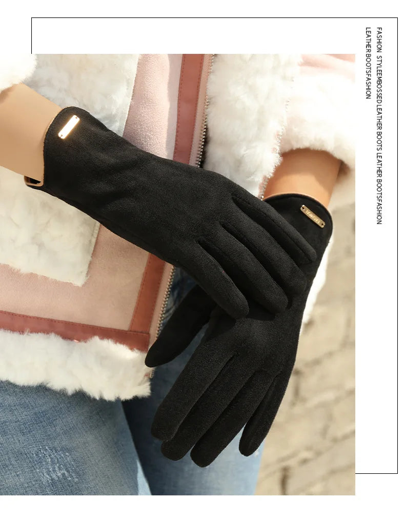 New Grace Fashion Lady Gloves Women Winter Vintage Touch Screen Driving Keep Warm Windproof Glove Mittens Dropshiping G072