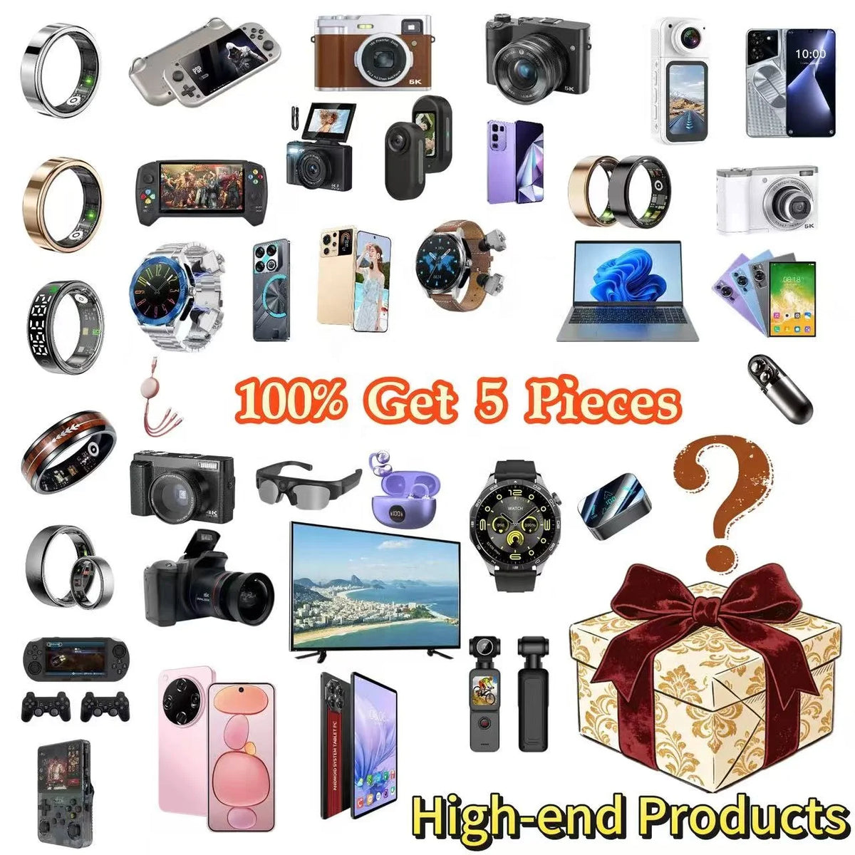 High Quality Electronics Mystery Festival Gift Random Boxes with 5 Pieces Smartphone 5g Smart Watch Earphone Surprise Blind Box