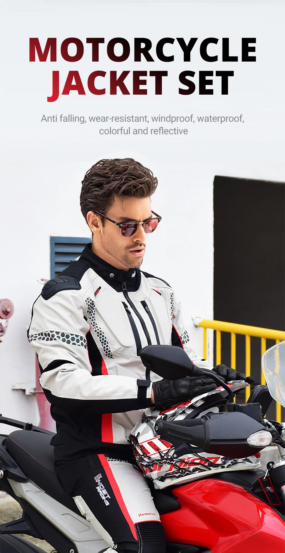 New Motorcycle Jacket Pants Suit Protective Gear Motorbike Riding Jacket Waterproof Windproof Motorcycle Pants Suit