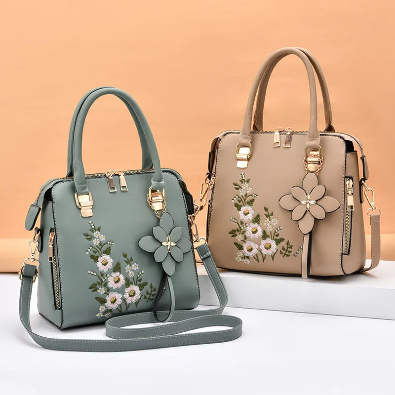 Yogodlns Luxury Embroidery Handbag For Women PU Leather Tassel Crossbody Bag Designer Handle Bag Brand Female Shoudler Bag bolso