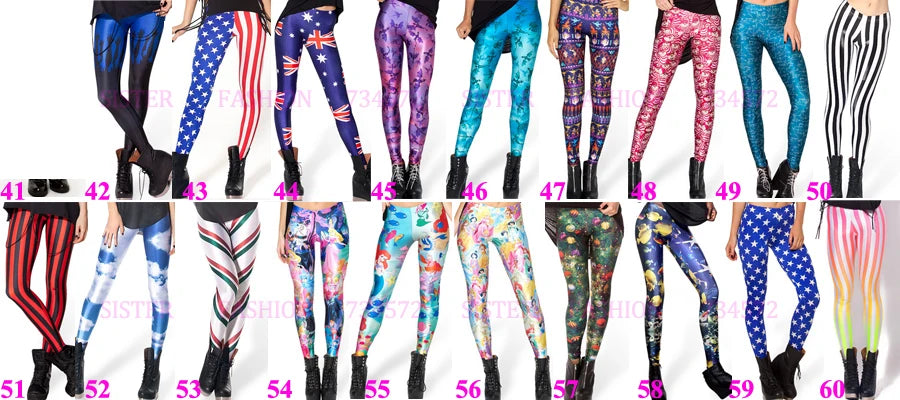 Summer Women Mermaid Printed Galaxy Leggings Animal Donald Duck Cartoon Characters Legging Pants Black Milk Leggins G L-1467