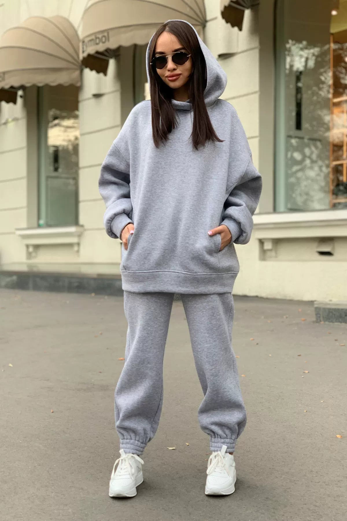 Monochrome Hooded Hoodie Set Casual European American Fashion 2-Piece Autumn Winter Hot Selling New Style