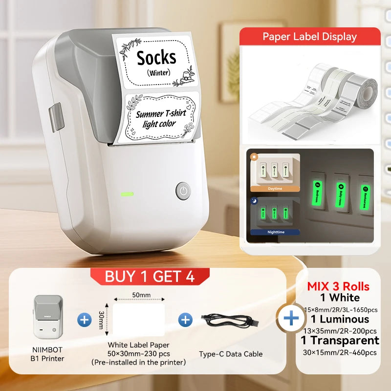 Niimbot B1/B1 PRO Thermal Label Printer Wireless Self-adhesive Bluetooth Inkless Label Maker for Business Price-Tag Sticker