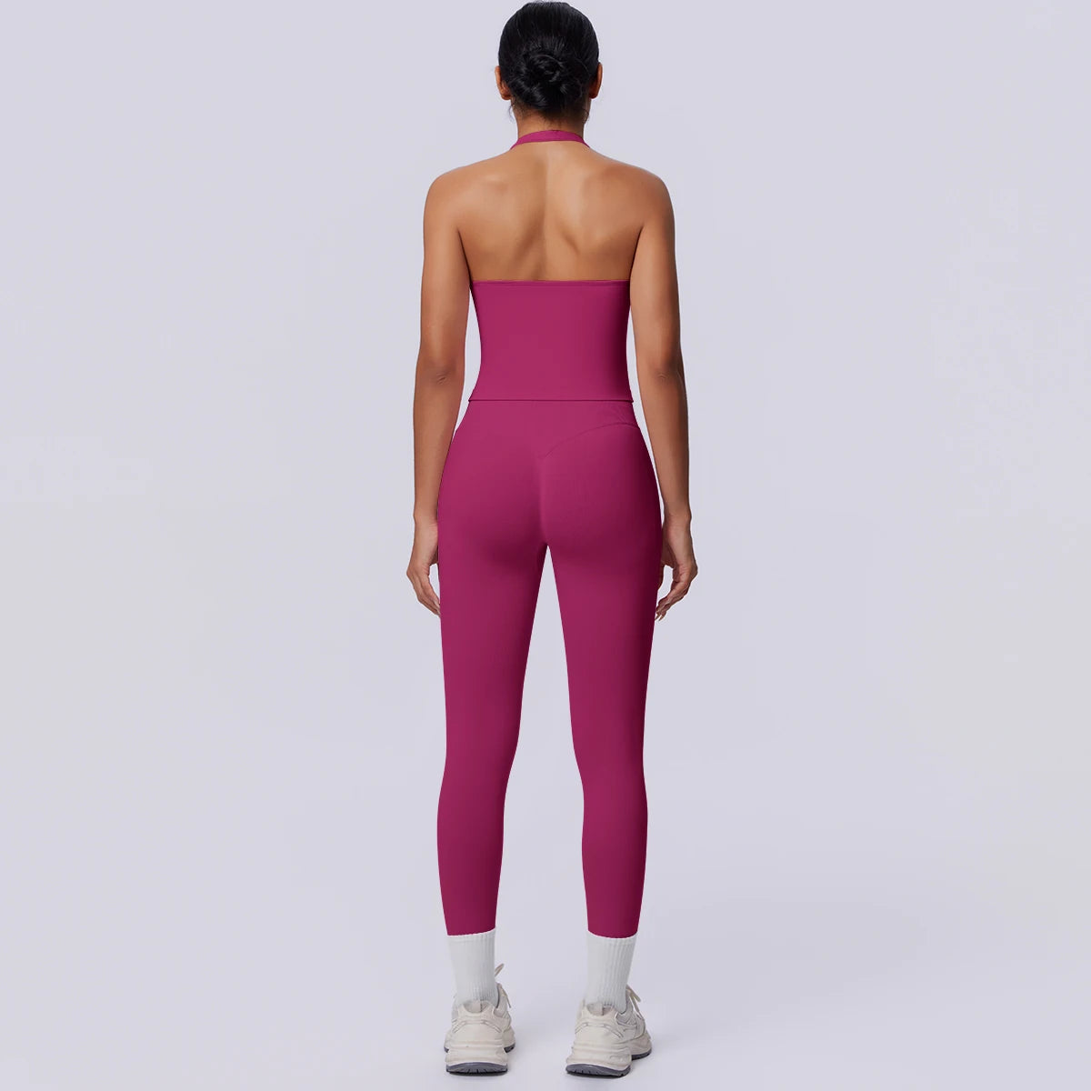 2PCS Woman Yoga Set Solid Color Sexy Fitness Top Summer Gym Workout High Stretch Female Pants Sports Fitness Clothing Yoga Set