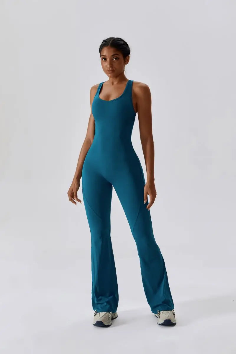 Summer Sport Yoga Jumpsuit Dance Traning Bell Bottoms One-Piece Clothes for Women Sport Set Women Workout Clothes for Women