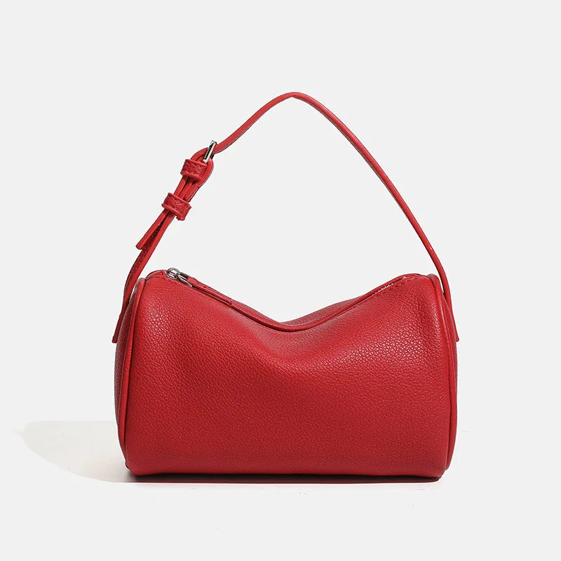 2026 New Women Lychee Pattern Small Pillow Bag Summer Fashion Boston Handbag Single Shoulder Crossbody Bag Small Bag Red Yellow