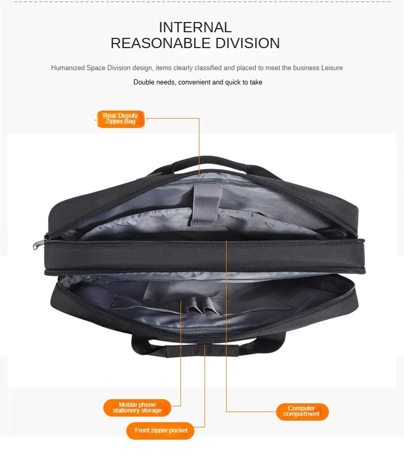 Men's Handbag Custom Image With Printed Logo Name Business Briefcase15.6-17.3inch Nylon Waterproof Laptop Bag