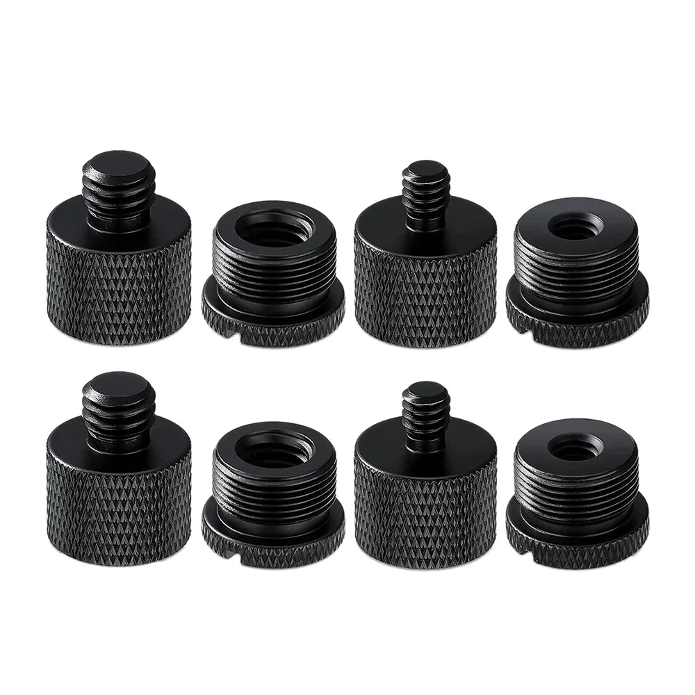 8pcs a Set Mic Stand Thread Adapter Set 1/4,3/8 Male to 5/8 Female Microphone Stand Fixing Screw Adapter Transfer