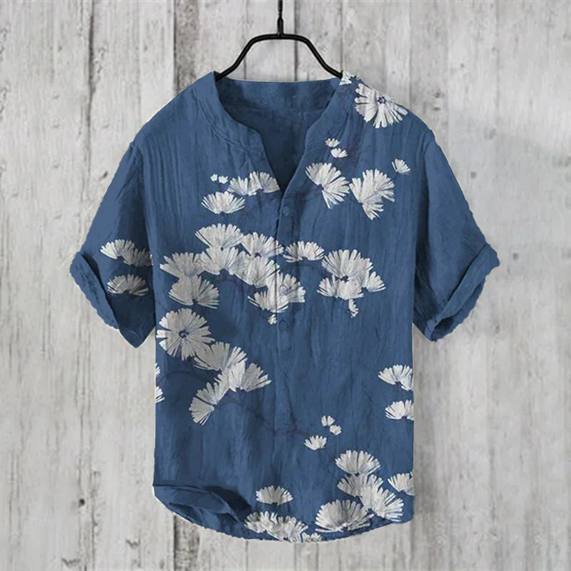 Men's Casual Fashion Hawaiian Retro Short Sleeved Shirt 2025 New Fashion Trend