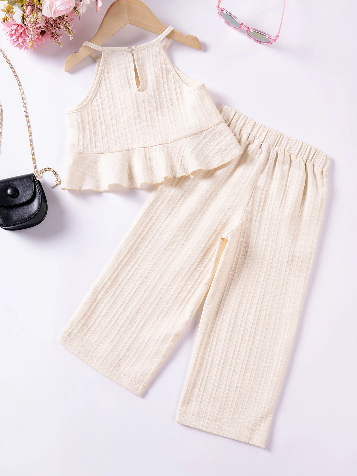 Kids Set Girls Summer Clothing Sets Camisole Tops and Loose Pants Baby Girl Clothes Leisure and Fashionable Birthday Gift