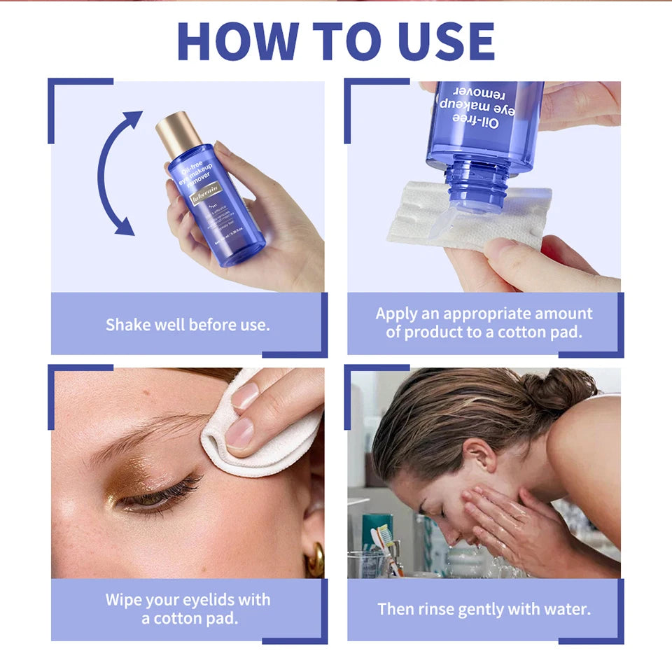 Lakerain Eye Makeup Remover 100ml Oil-Free Soothing Ingredients Gently Dissolves Eye Makeup No Stinging Safe for Sensitive Eyes