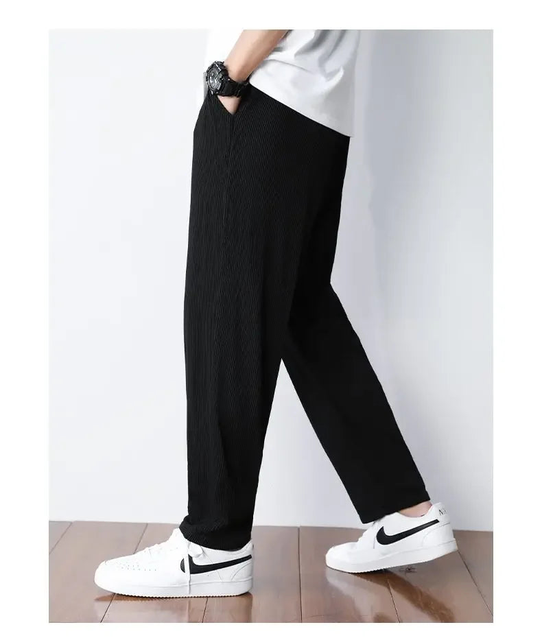 Summer White Casual Pants Men's Ice Silk Pants Men's Drape Floor Mop Pants Korean Straight Loose Wide Leg Long Pants
