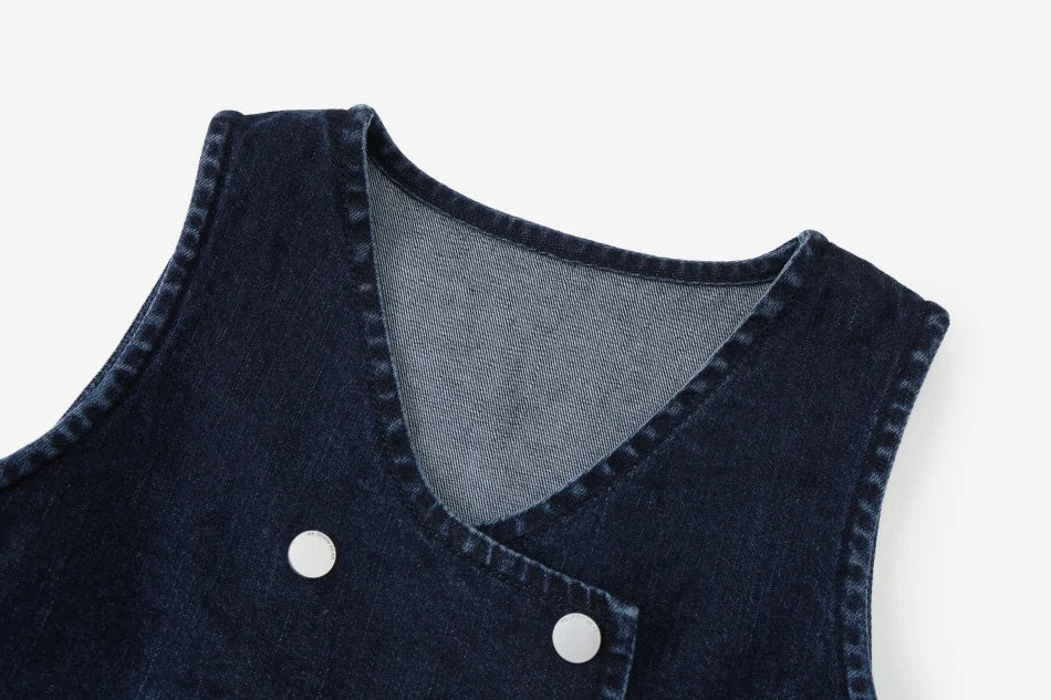 (Ship out in 1day)AS AW26 Denim Varsity Collection Navy Blue Denim+ Embroidery Sweatshirt weekday fabric brother sister clothing