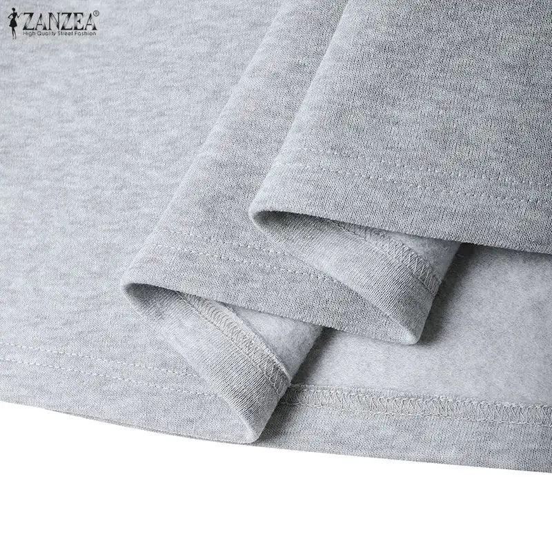 ZANZEA Fashion Sweatshirt Dress Women Casual Turtleneck Long Sleeve Solid A-Line Midi Dresses for Woman FW 2025 Cozy Warm Robes