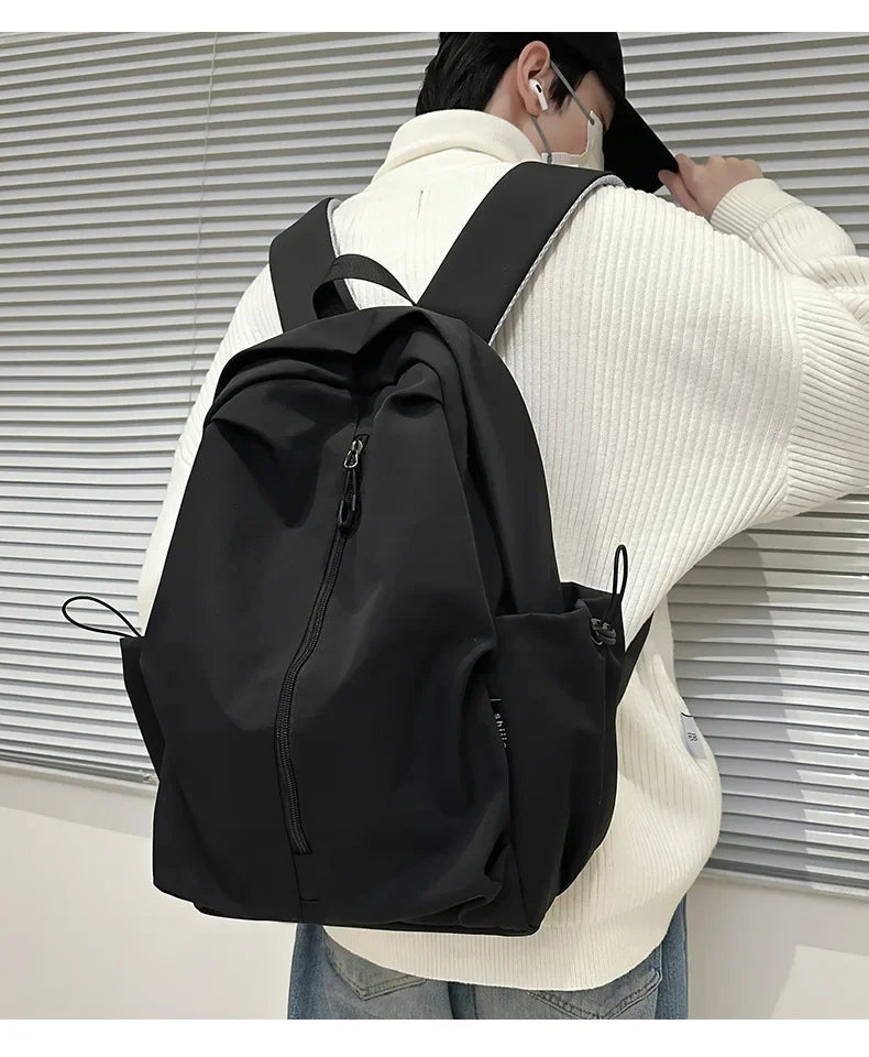 15.6 Inch Nylon Waterproof College Backpack Large Capacity Travel Unisex Laptop Backpacks Simple Design School Bag for Teenagers