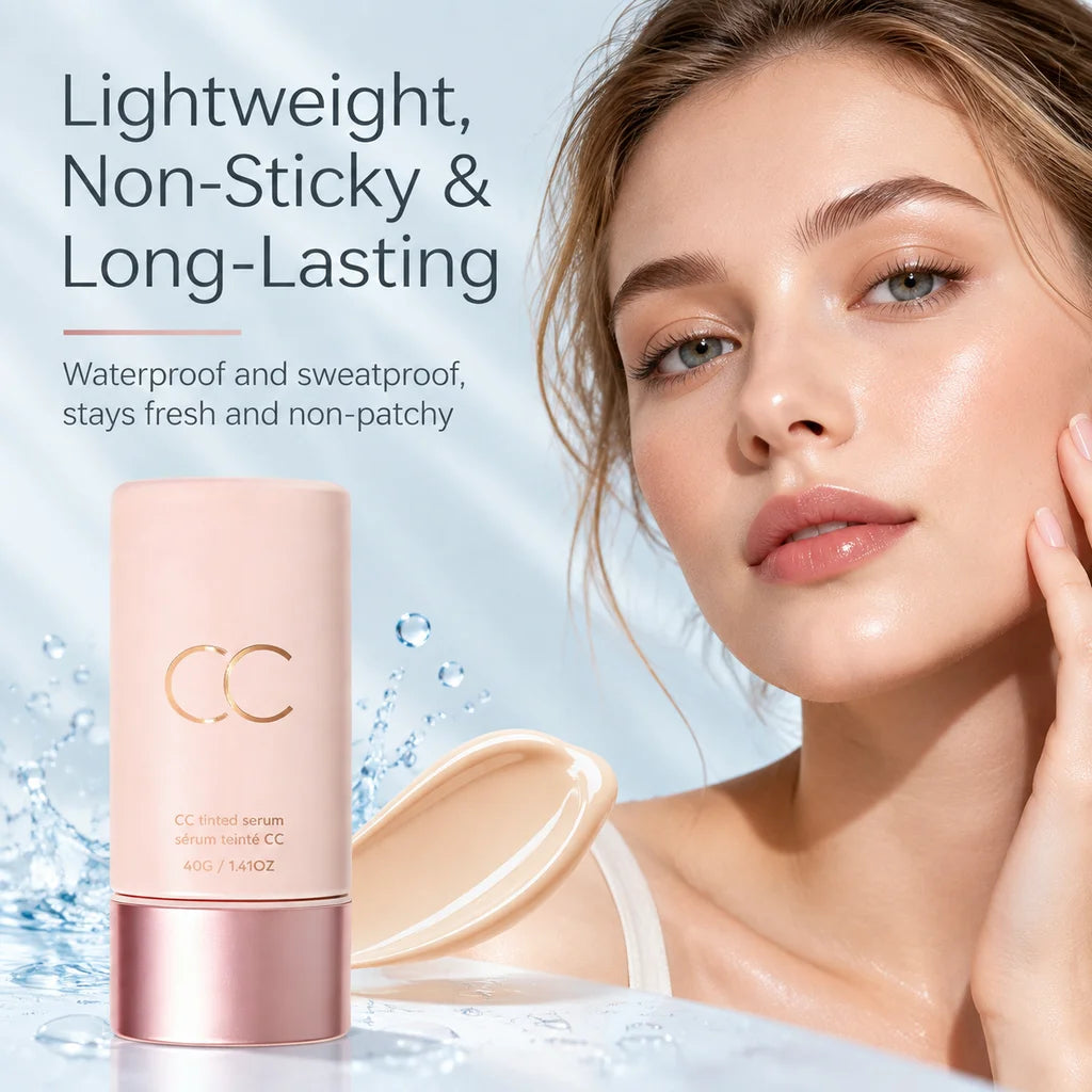 CC Tinted Serum Face Makeup, Color Correcting Moisturizing Skin Tint, Natural Coverage Makeup Base, Waterproof Long Lasting