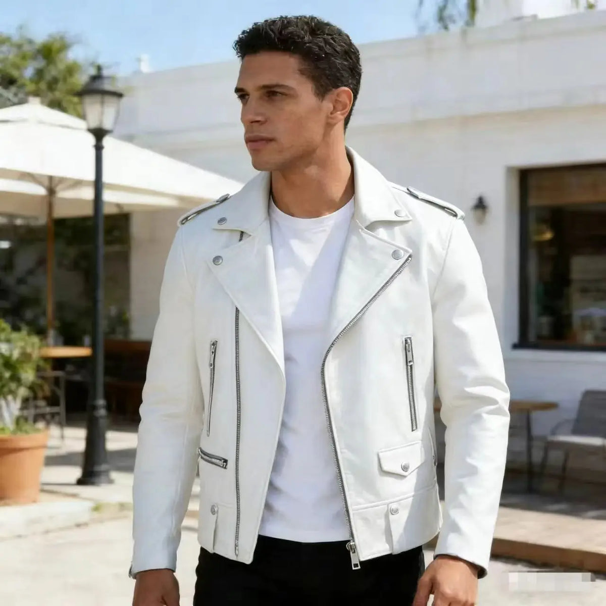 New Fashion Autumn Winter Men Solid Color Long Sleeve Zipper Slim Simple Trendy Faux Leather Coats Male Streetwear Top Clothes