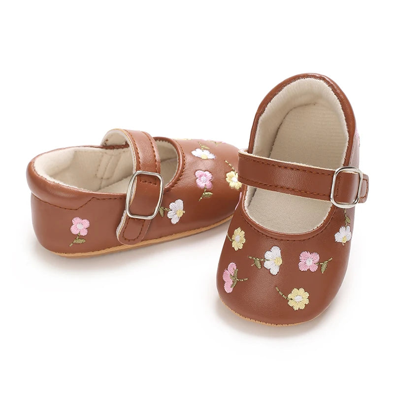 0-1Year Baby Shoes Infant Pre-Walker Shoes Girls Princess Bow Shoes Cute Breathable Flower Soft Sole Casual Sports Footwear
