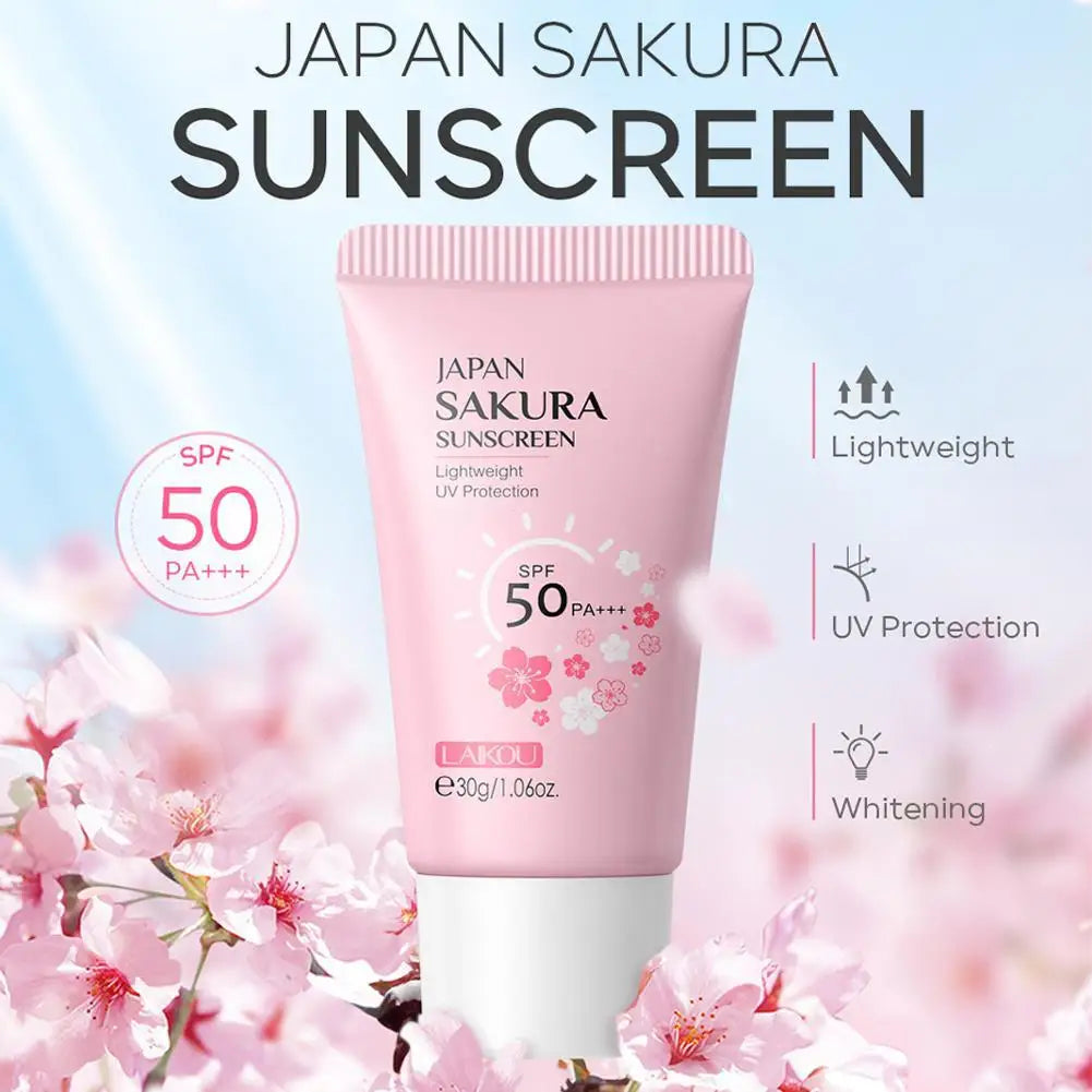 LAIKOU Japan Sakura Sunscreen SPF 50+ Brightening Sunblock Cream Face Body Moisturizing Isolating UV Protector 30g