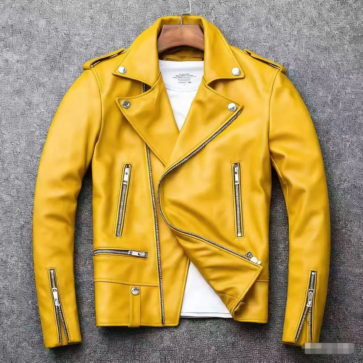 New Fashion Autumn Winter Men Solid Color Long Sleeve Zipper Slim Simple Trendy Faux Leather Coats Male Streetwear Top Clothes