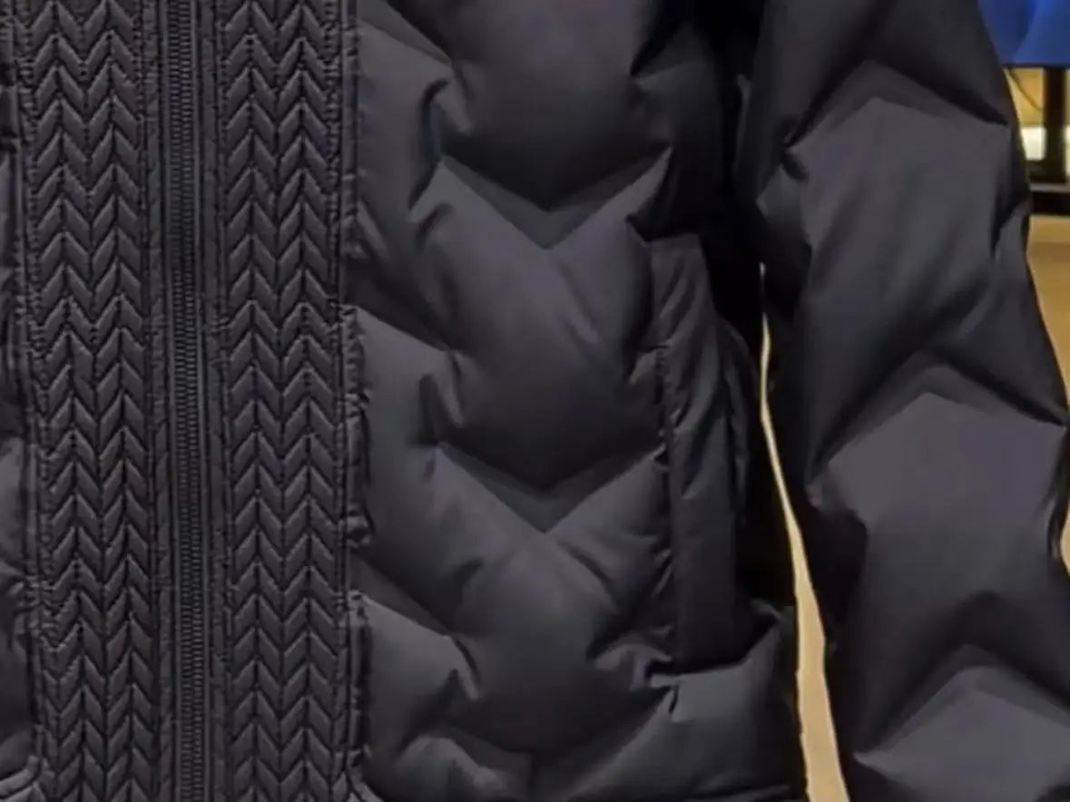 Men's Autumn Winter Hooded Coat Patchwork Cotton Jacket Fashion Versatile Warm Parkas with Wheat Spike Design
