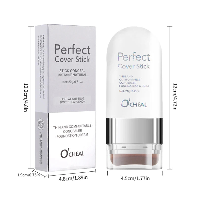 O'CHEAL Perfect Cover Stick Thin And Comfortable Concealer Foundation Cream Stick Instant Natural Waterproof Long-lasting Makeup