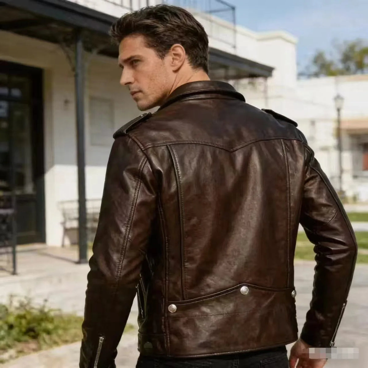 New Fashion Autumn Winter Men Solid Color Long Sleeve Zipper Slim Simple Trendy Faux Leather Coats Male Streetwear Top Clothes