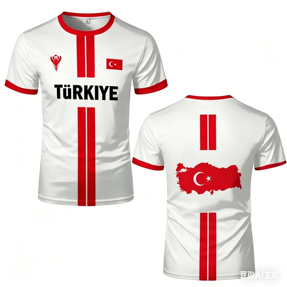Türkiye 3D print sport Quickdry Breatha men women T-shirt outdoor football jersey fanTeam training apparel parent-child clothing