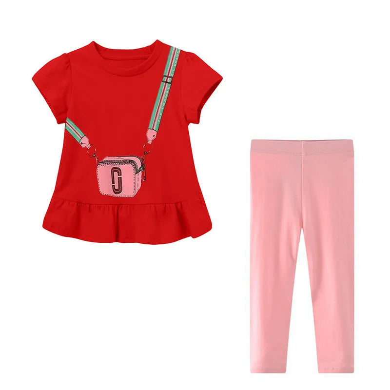 Jumping Meters Unicorn Girls Tshirts + Leggings Short Sleeve Children's Clothing Sets For Summer 2 Pcs Suit Kids Outfits Sets