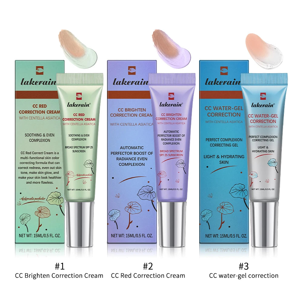 3Pcs Free Brush Color Changing CC Cream Centella Korean Liquid Foundation Long Lasting Face Base Makeup Foundation