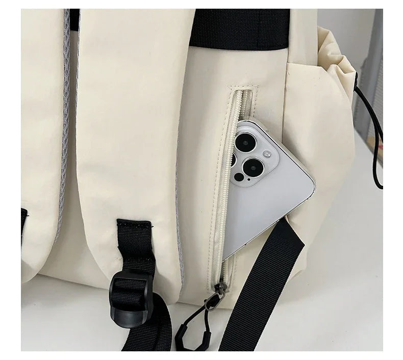 15.6 Inch Nylon Waterproof College Backpack Large Capacity Travel Unisex Laptop Backpacks Simple Design School Bag for Teenagers