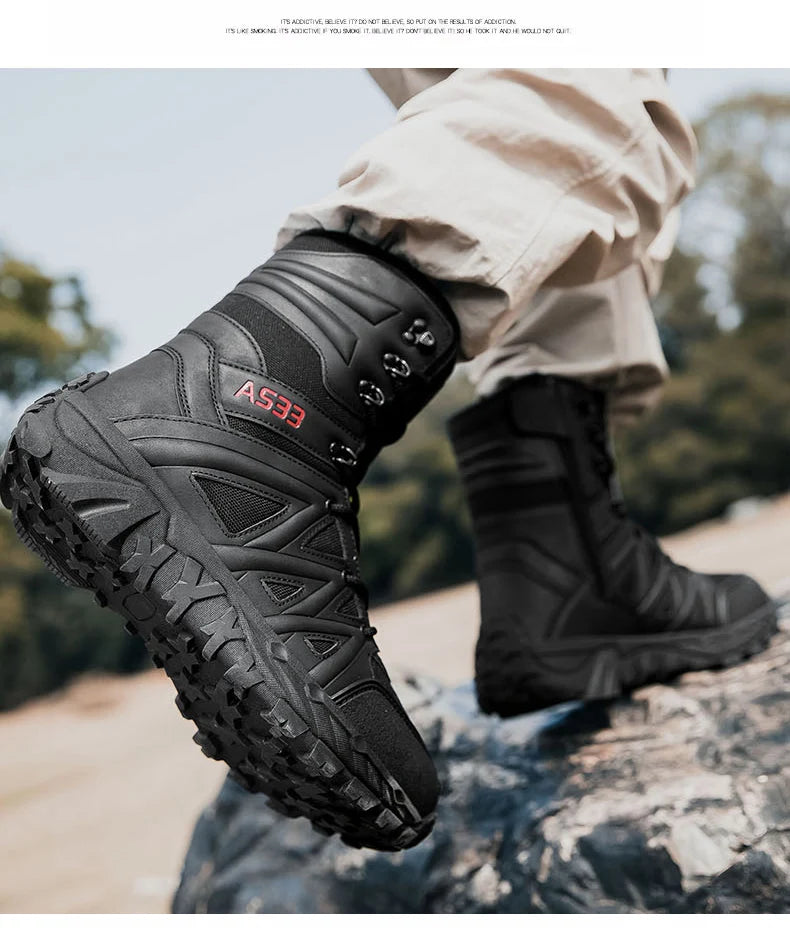 Men's High-Top Outdoor Boots Autumn Winter New Style Climbing Mountain Off-Road Tactical Boots Large Size Comfortable Shoes