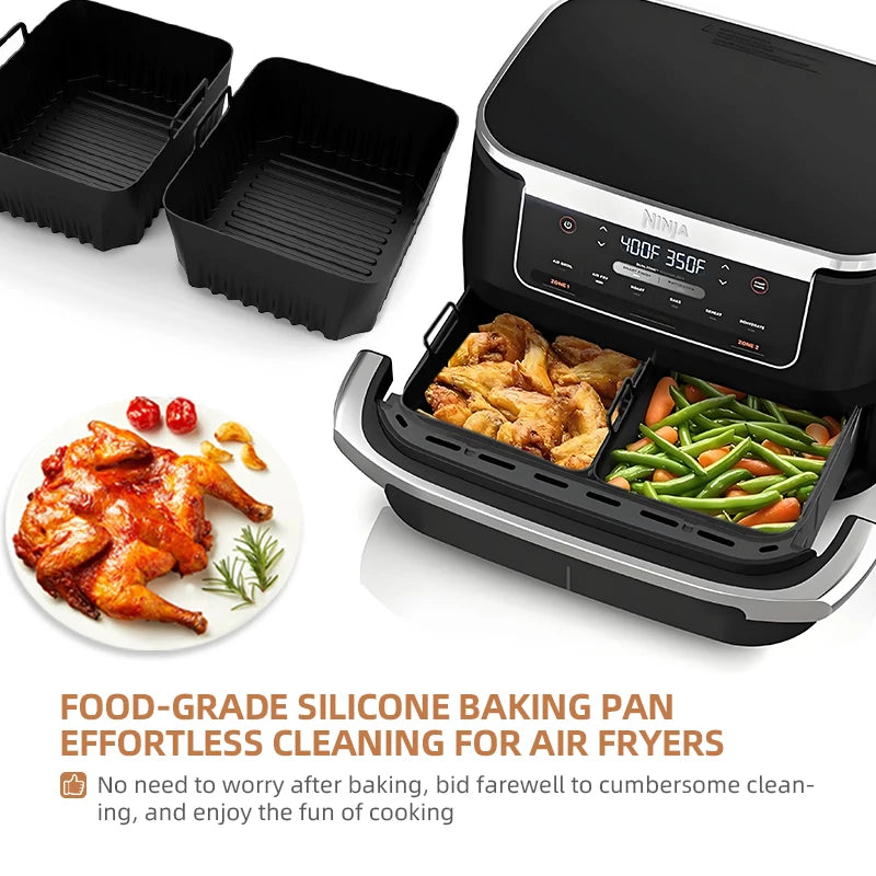 Silicone Air Fryer Liner for NinjaAF500 Non Stick Heat Resistant Easy to Clean Cooking Accessory Air Fryer Basket Air Frying Pan