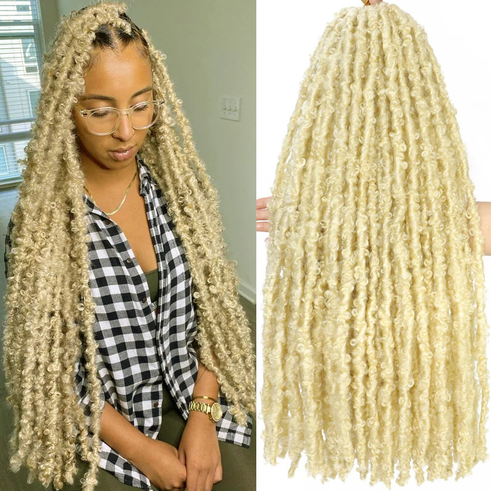 1- 6Packs Butterfly Locs Crochet Hair 36 24 18 14 12inch Pre Twisted Natural Black Distressed Faux Locs Crochet Braids for Women