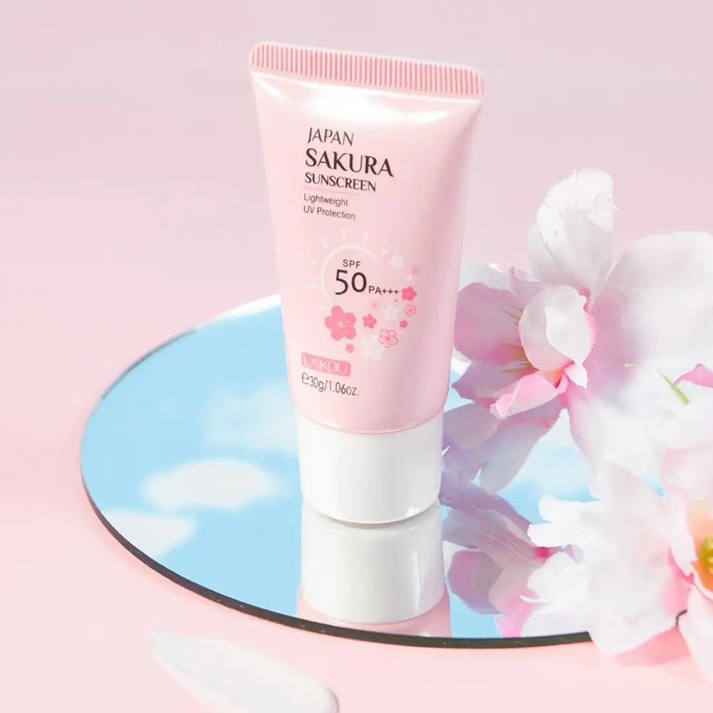 LAIKOU Japan Sakura Sunscreen SPF 50+ Brightening Sunblock Cream Face Body Moisturizing Isolating UV Protector 30g