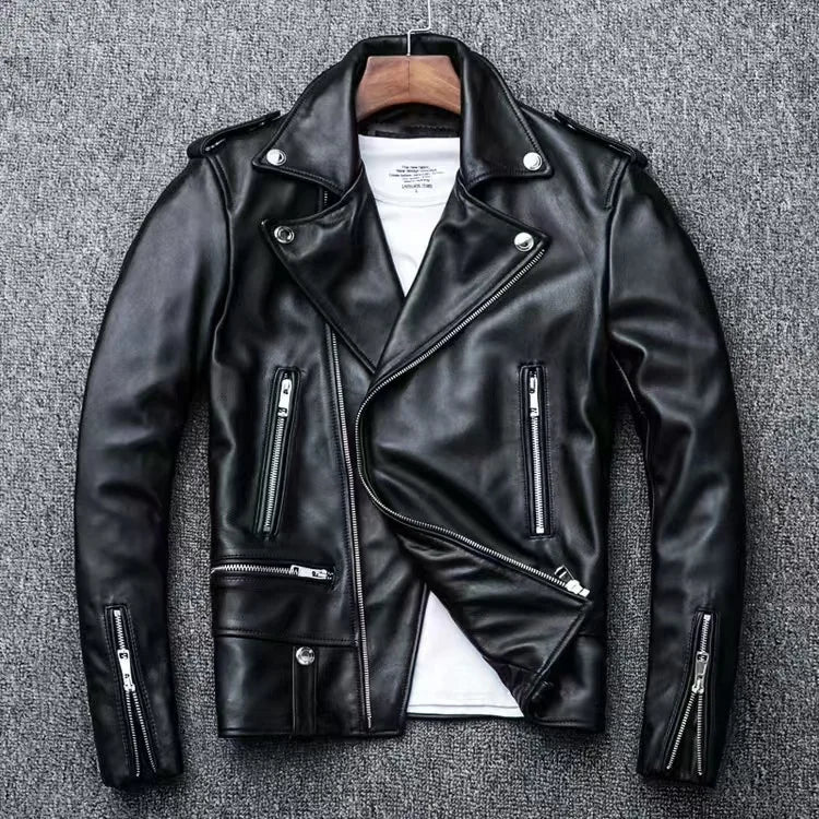 New Fashion Autumn Winter Men Solid Color Long Sleeve Zipper Slim Simple Trendy Faux Leather Coats Male Streetwear Top Clothes