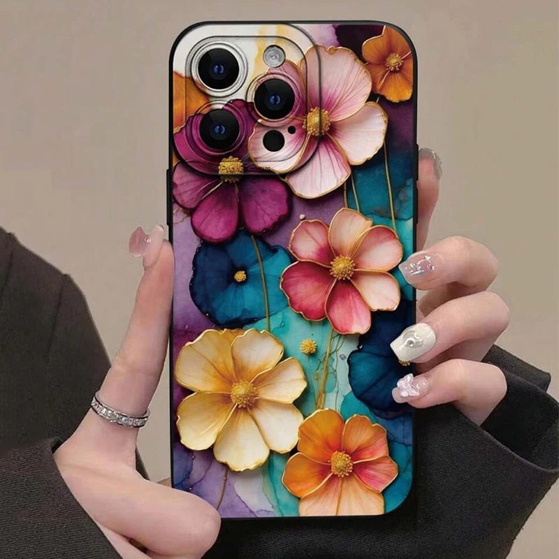 Vintage Floral Pattern Soft TPU Phone Case For IPhone 16 Pro Max 18 17 Air 16E 15 14 13 11 12 Mini XS X XR 7 8 Plus Matte Cover