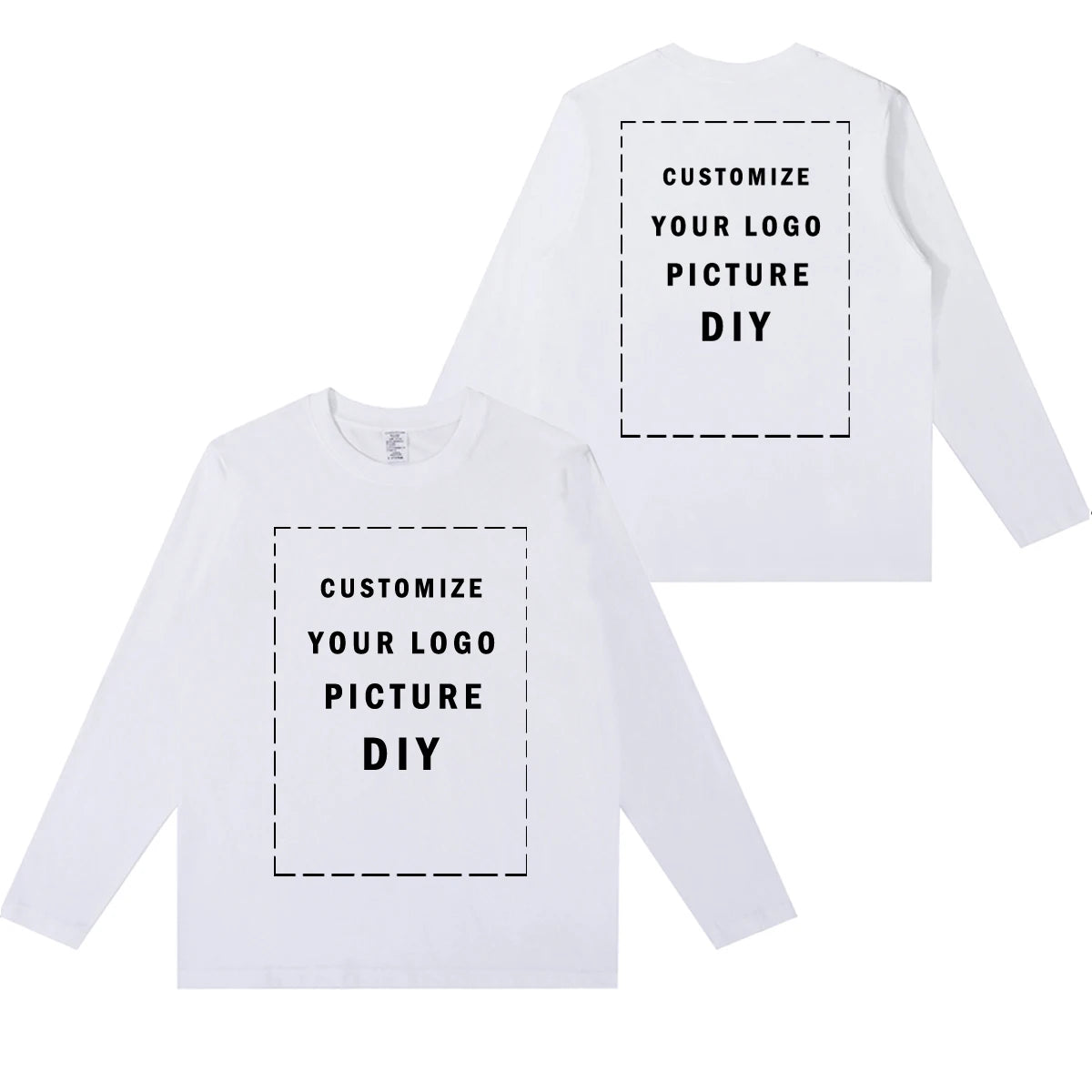 DIY Customize Long Sleeve T-Shirt Fashion T-Shirt Men Women Your Logo/Picture 100% Cotton Oversized Autumn Winter Tops