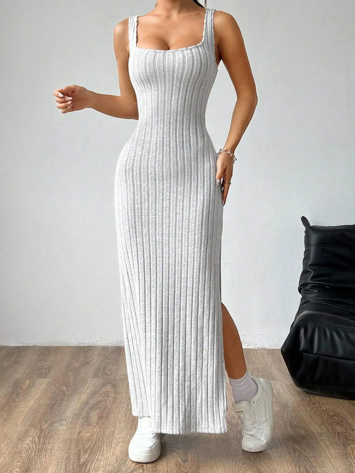 Elegant Slim Knitted Dresses Women New Sexy Hollow Out Backless Bodycon Long Dress Streetwear Fashion Casual Solid Lady Dress