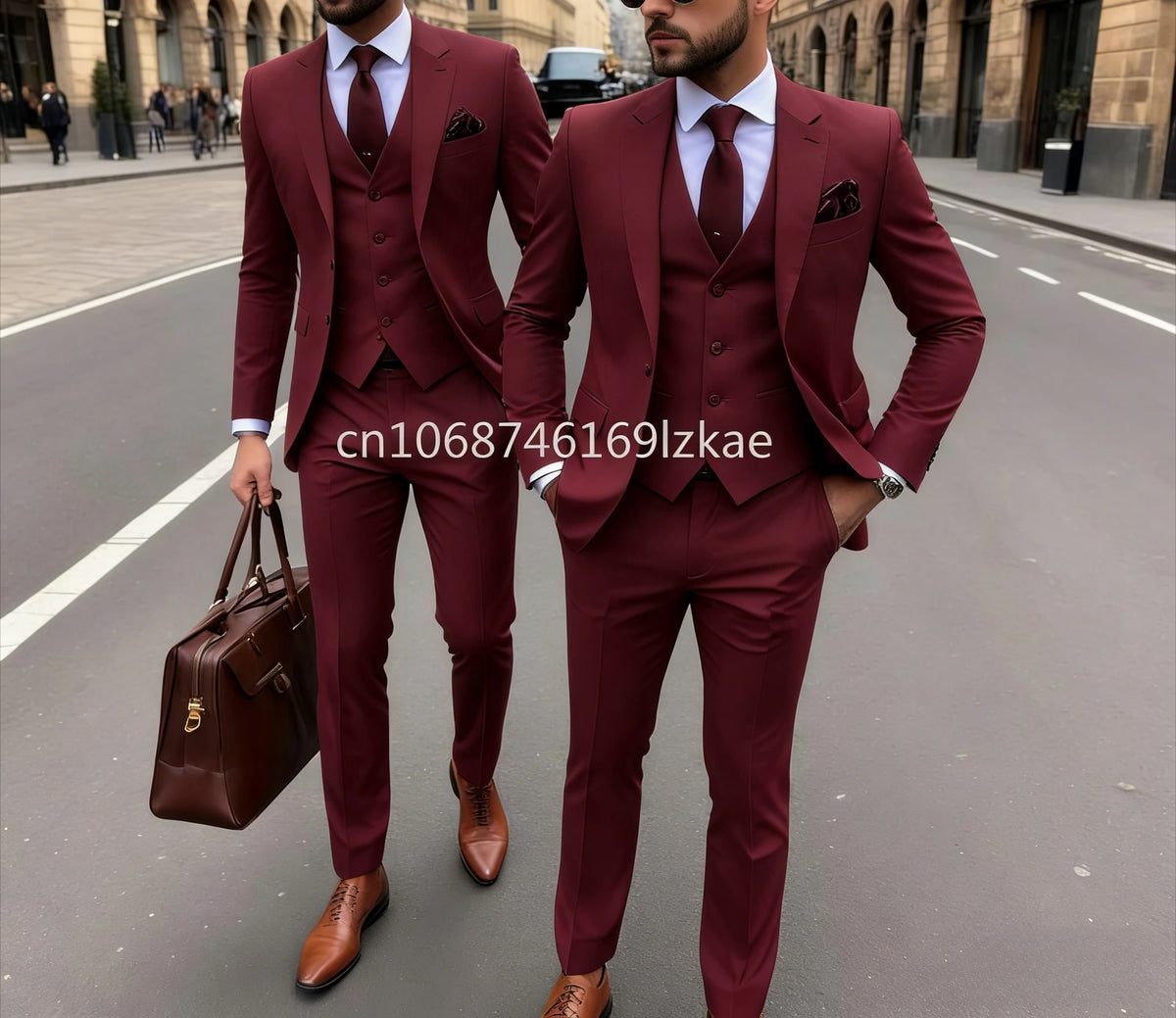 Men's 3 Piece Suit Yellow Slim Fit Elegant Casual Business Office 3pcs