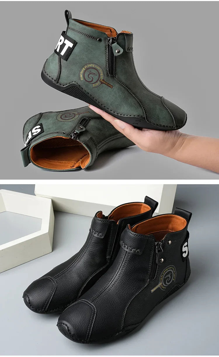 Autumn and Winter New Men's Short Boots British Classic Retro Flat Bottom Cotton Shoes Outdoor Business Sports Casual Shoes