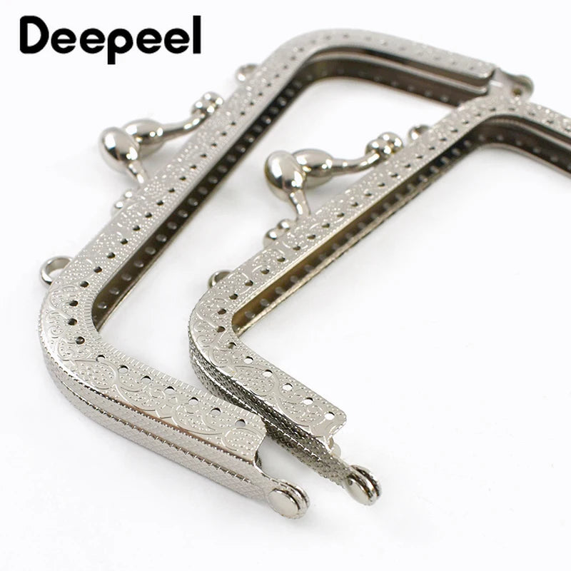 1/2/5Pcs Silver Embossed Metal Purse Frame Kiss Clasp 8.5-20cm Bag Handle for Handbag Wallet WovenBag DIY Handmade Accessories